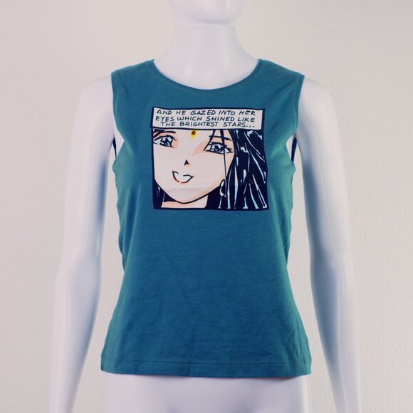 Vintage 90s Moschino Jeans Comic Anime Manga Print T Shirt Size 10 NWOT Rare - Picture 1 of 10